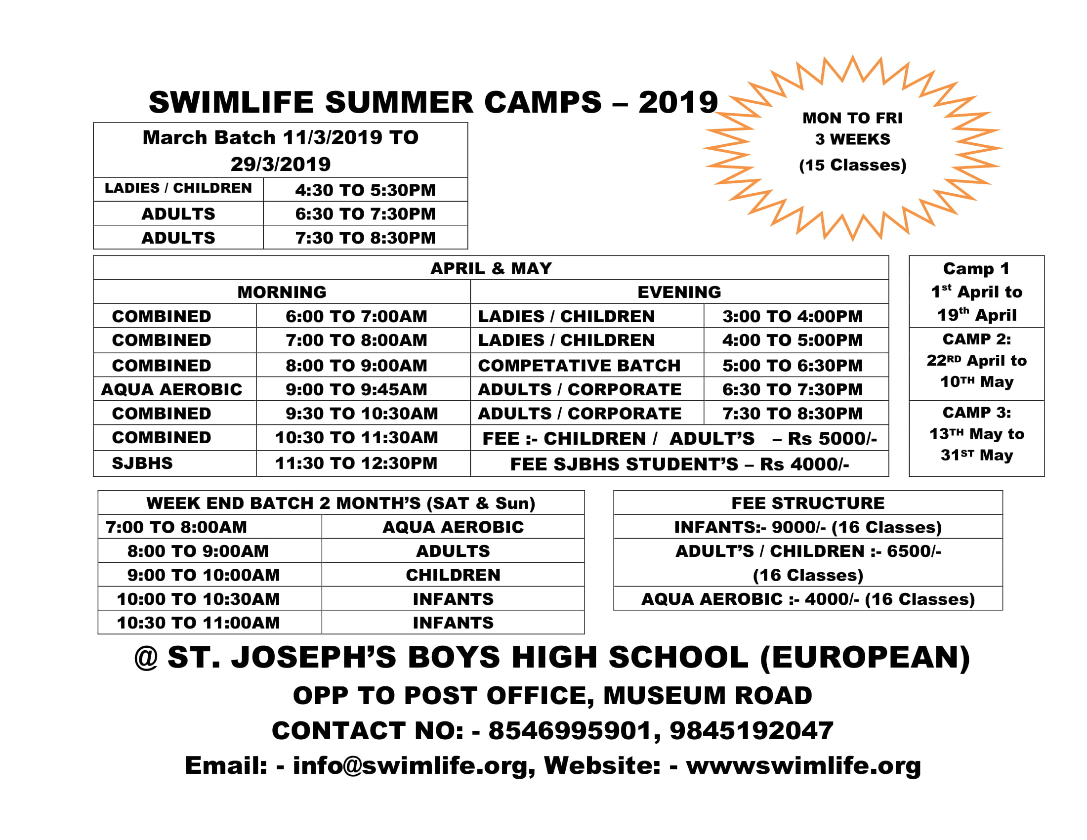 Swimming Summer Camp 2019